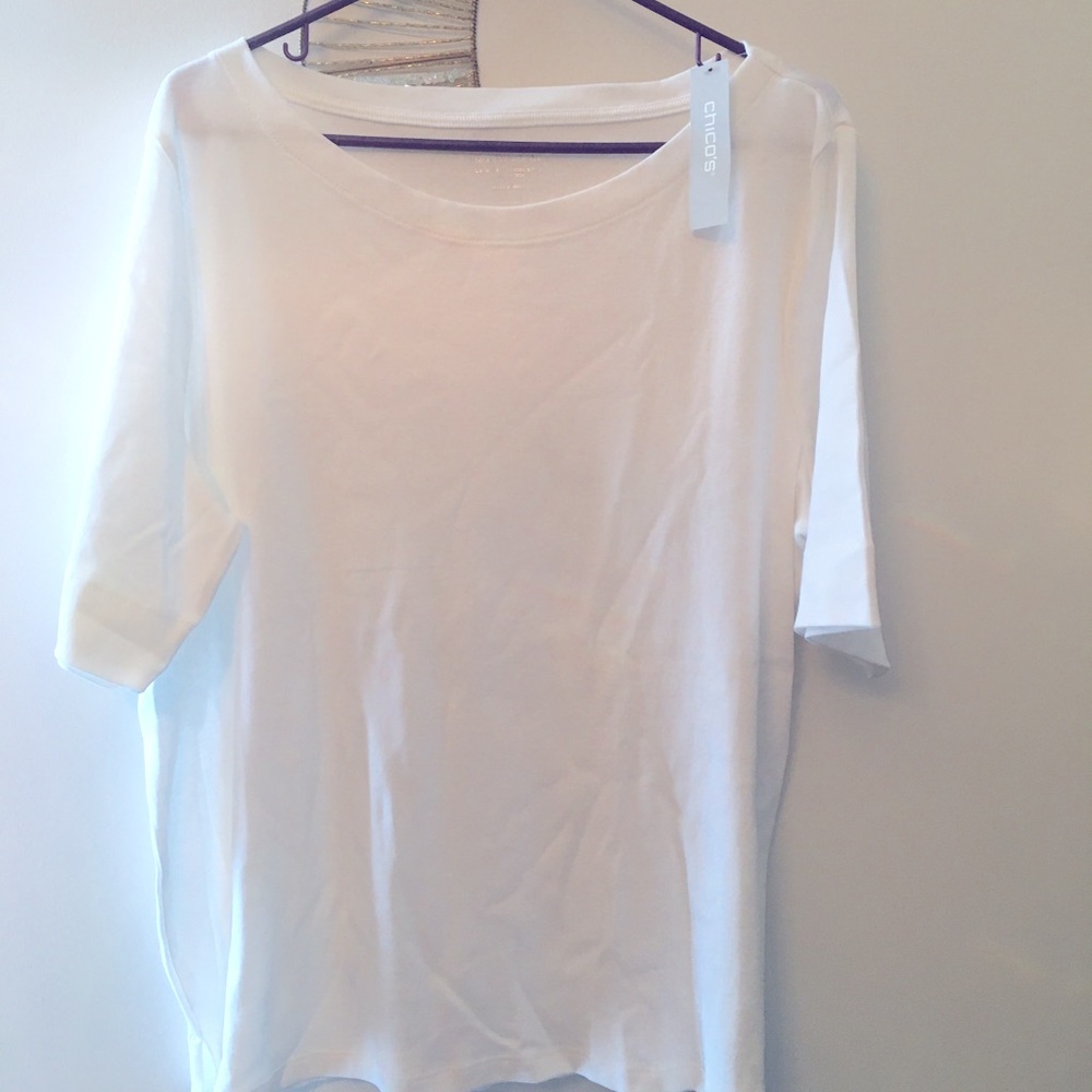 New! Chico’s white quarter sleeve top -Chico Sz 3